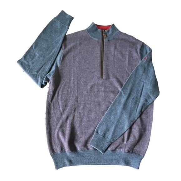 NEW Turtleson Merino Wool 1/4 Zip Pullover Sweater Navy Blue Medium Men